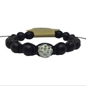 Beaded unisex bracelet matte black stone bracelet